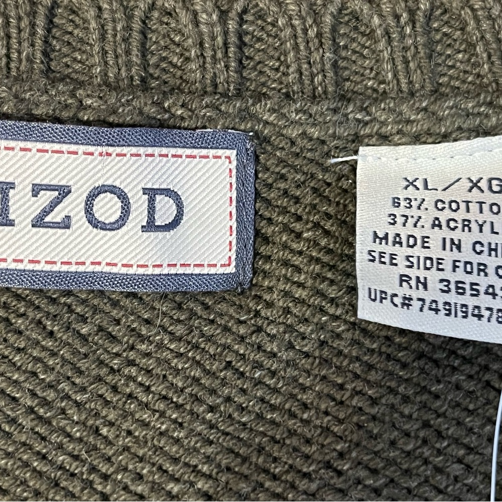 IZOD Men's Olive Crewneck Sweater NWT Sixe XL - Picture 4 of 7
